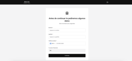 Detalle del formulario de Max Capital