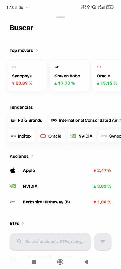 Pantallazo de la app de Trade Republic