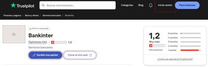 Opiniones de Bankinter Broker dentro del foro de Trustpilot