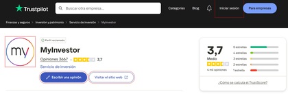 Opiniones acerca de MyInvestor por la comunidad de Trustpilot