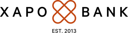 logo de Xapo Bank con letras negras e isótopo de color ocre