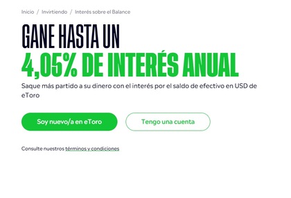 La cuenta de saldo remunerada de eToro es del 4% para el tramo más alto