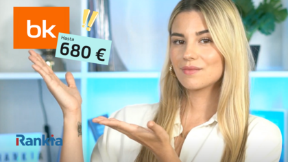 Mujer señalando el logo de Bankinter con la promoción de la Cuenta Nómina Bankinter hasta 680 euros Mujer señalando el logo de Bankinter con la promoción de la Cuenta Nómina Bankinter hasta 680 euros