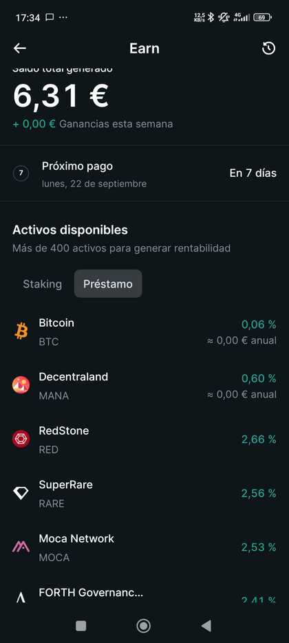 Pantallazo donde se muestra como ganar dinero con criptomonedas (préstamos o lending)