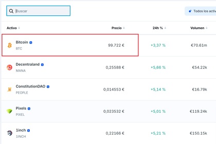 Buscar Bitcoin en un exchange