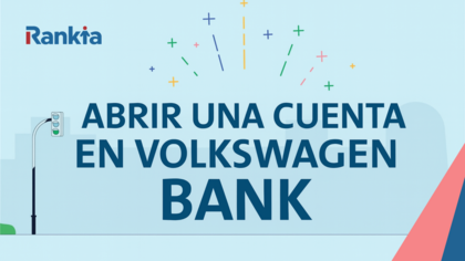 Ilustración con el logo de Rankia y el texto “Abrir una cuenta en Volkswagen Bank”, que presenta una guía sobre cómo contratar la Cuenta Alta Remuneración online