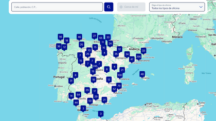 Mapa de España con la ubicación de cajeros BBVA cerca de mí, herramienta oficial de BBVA “Localiza tu oficina o cajero BBVA” para encontrar puntos de retirada de efectivo sin comisión Mapa de España con la ubicación de cajeros BBVA cerca de mí, herramienta oficial de BBVA “Localiza tu oficina o cajero BBVA” para encontrar puntos de retirada de efectivo sin comisión