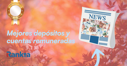 Imagen con fondo otoñal y billetes que representa el ranking de los mejores depósitos y cuentas remuneradas del momento elaborado por Rankia