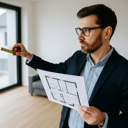 tasador valorando una vivienda para conocer cuánto cuesta tasar una casa en España