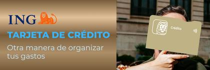 Tarjeta de crédito ING color dorado, utilizada para compras a crédito con pago a fin de mes o financiación flexible desde la app ING