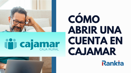 Hombre usando su ordenador portátil para abrir una cuenta en Cajamar online, guía paso a paso para abrir cuenta en Cajamar desde Rankia
