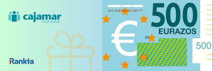 Imagen promocional de Cajamar que muestra una oferta de 500 euros por abrir una cuenta, ilustrando los beneficios de abrir cuenta en Cajamar con Rankia