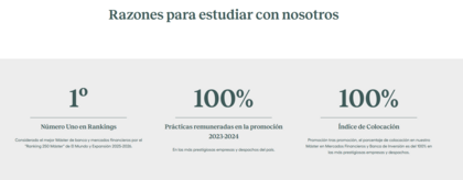 Números del Máster Full Time en Banca y Finanzas del Centro de Estudios Garrigues