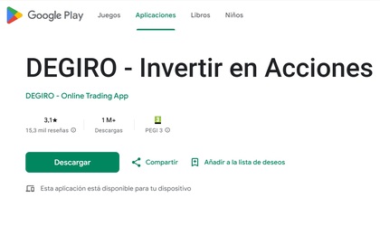 DEGIRO opiniones en Google Play Store