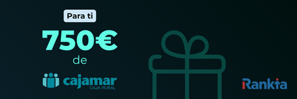 Imagen promocional de la Cuenta Nómina Cajamar con el texto “Para ti 750 € de Cajamar Caja Rural” y el logotipo de Rankia