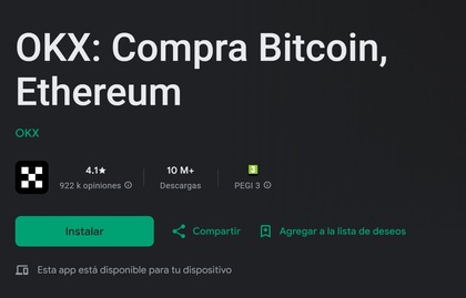 OKX opiniones en Google Play Store