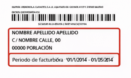 aquí vemos un ejemplo de los datos personales que aparecen en la factura del gas