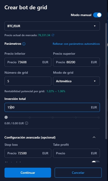 Configuración de un bot de trading en Crypto.com