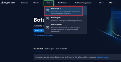 Los tipos de bots de trading de Crypto.com