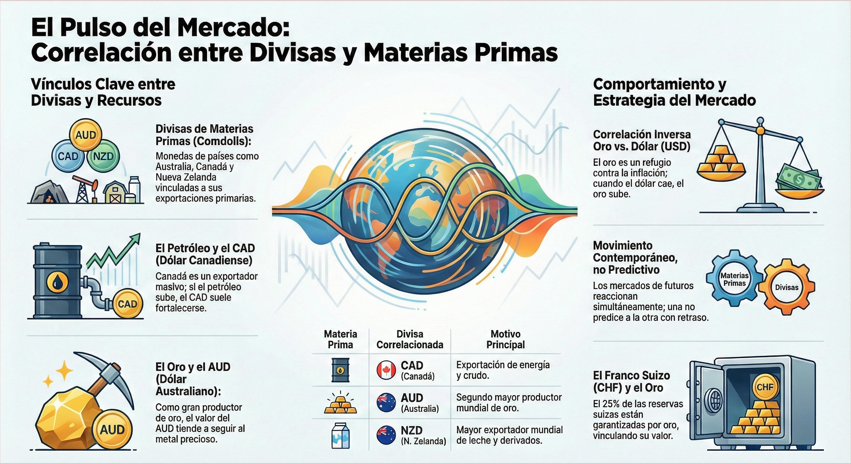 Correlación entre las materias primas y las divisas