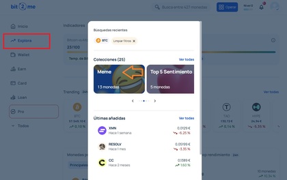 Comprar memecoins en Bit2Me
