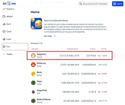 Comprar shitcoins en Bit2Me