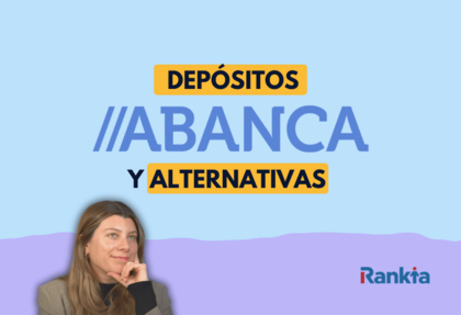 Imagen de portada de un artículo de Rankia sobre qué ha pasado con los depósitos ABANCA y las mejores alternativas de ahorro en 2026. Fondo azul y violeta con el texto “Depósitos ABANCA y alternativas”, aparece Micaela Villagrán Torovski, profesional en banca y especialista SEO en Rankia, y el logo de Rankia en la esquina inferior derecha.