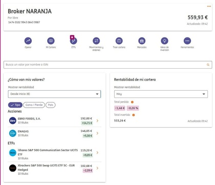 Plataforma Broker Naranja de ING