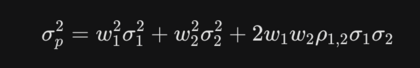Fórmula para cartera de dos activos