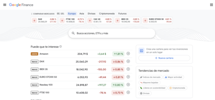 Página web de Google Finance