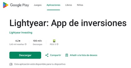 Lightyear broker opiniones en Google Play Store