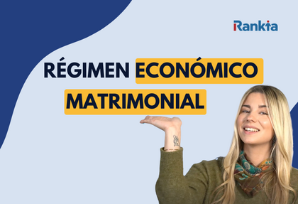 Paula Díaz explicando el régimen económico matrimonial sobre un fondo azul con el logo de Rankia