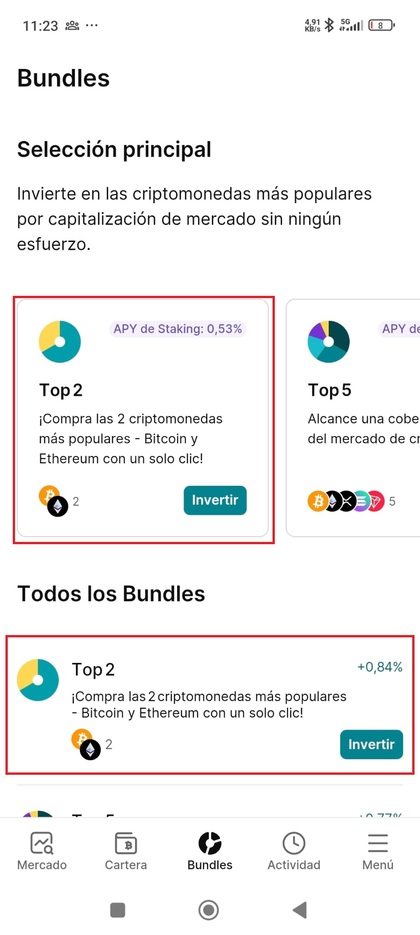 Cesta para comprar BTC y ETH de forma conjunta
