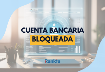 Cuenta Bancaria Bloqueada explicada por Rankia sobre un ordenador de fondo con el logo de Rankia