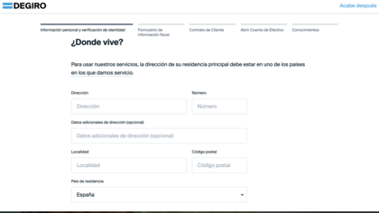 Dirección personal en DEGIRO