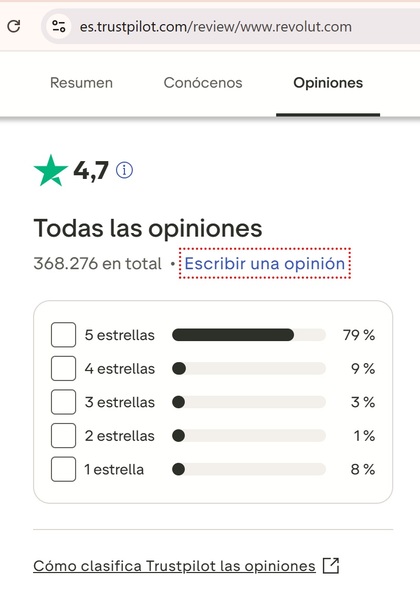 Revolut opiniones en Trustpilot