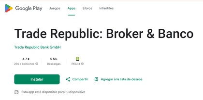 Trade Republic opiniones Google Play Store