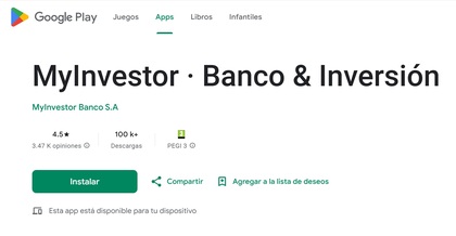 MyInvestor opiniones en Google Play Store