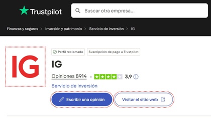 IG opiniones en Trustpilot
