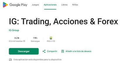 IG broker opiniones Google Play Store