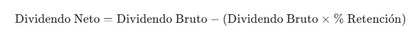 Fórmua matemática del dividendo Neto