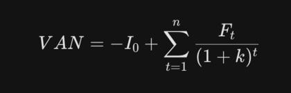 Fórmula del Valor Actual Neto