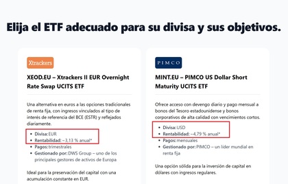 Etfs renta fija a corto plazo XEOD y MINT