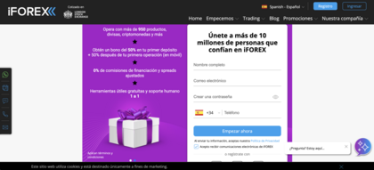 Registro en el portal de iForex