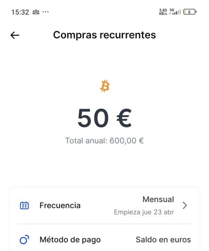 Compra recurrente de Bitcoin en Bitvavo