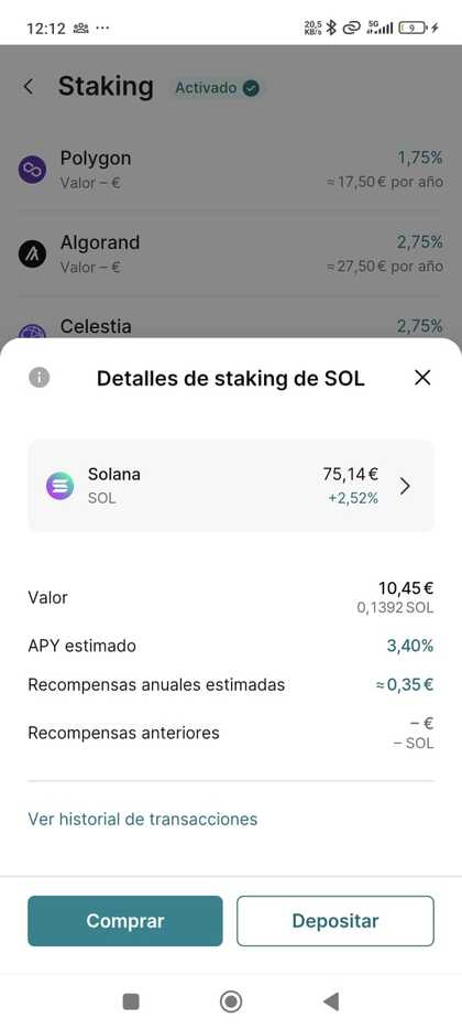 Recompensa por staking de Solana en Finst