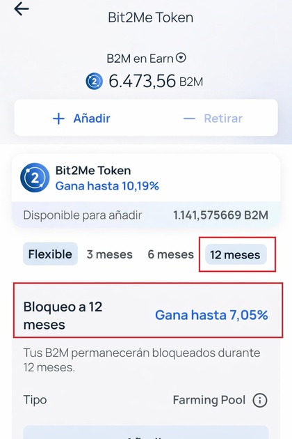 Características programa Bit2Me Earn de su token B2M