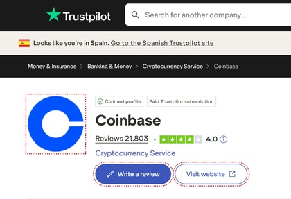 Coinbase opiniones de los usuarios de Trustpilot