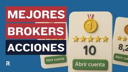 Tres medallas de oro con las palabras "mejores brokers acciones" en un fondo claro.