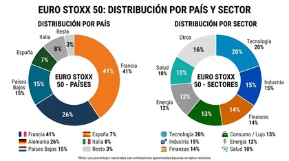 Euro Stoxx 50: distribución por país y por sector